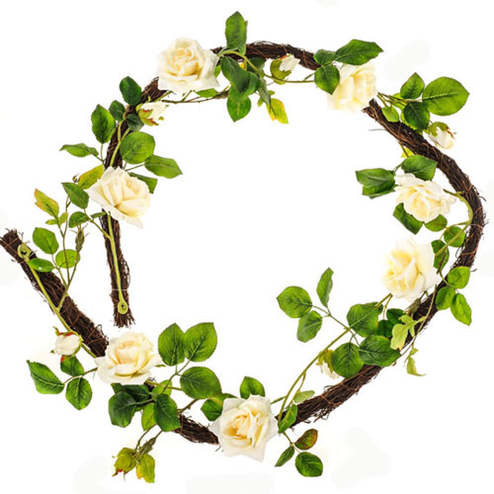 Artificial Roses Garland Cream 180cm Artificial Flowers